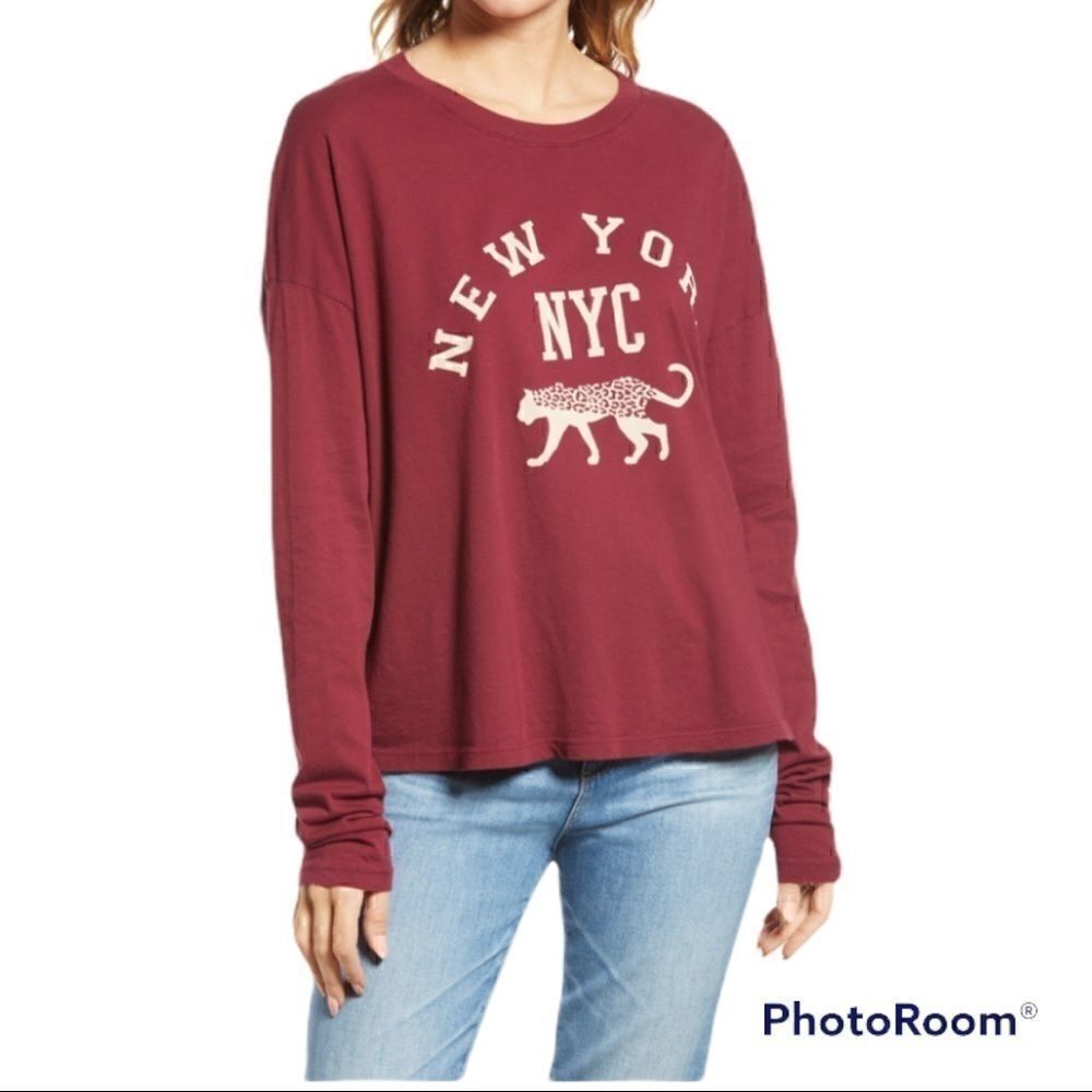 Treasure & Bond burgundy tee with graphic NWT S